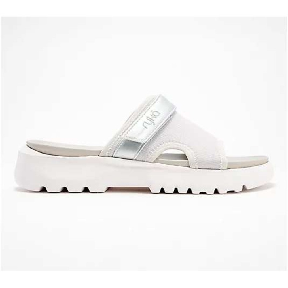 80. Ryka Adjustable Sport Slide Sandals - Brilliant in Oyster Grey size 6